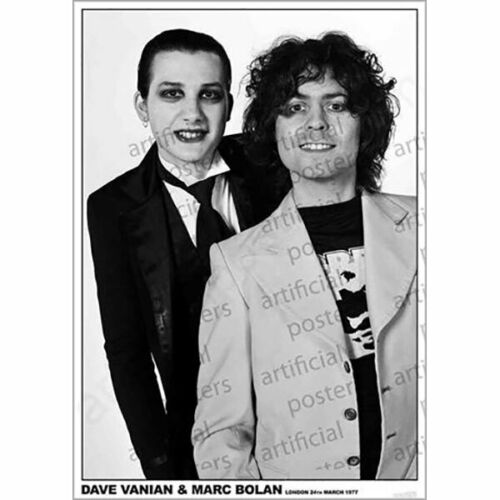 Unique Poster Featuring Marc Bolan of T Rex and Dave Vanian of The Damned, 595mm x 805mm