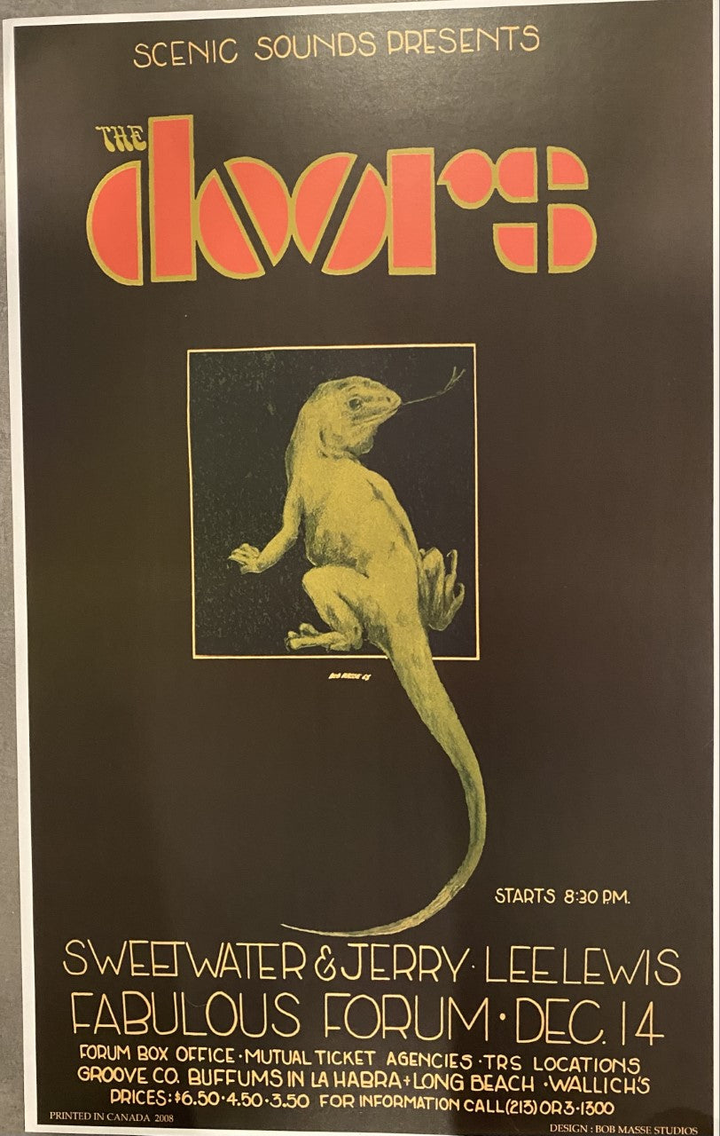 The Doors Tour Poster Featuring Lizard Bob Masse's Artwork