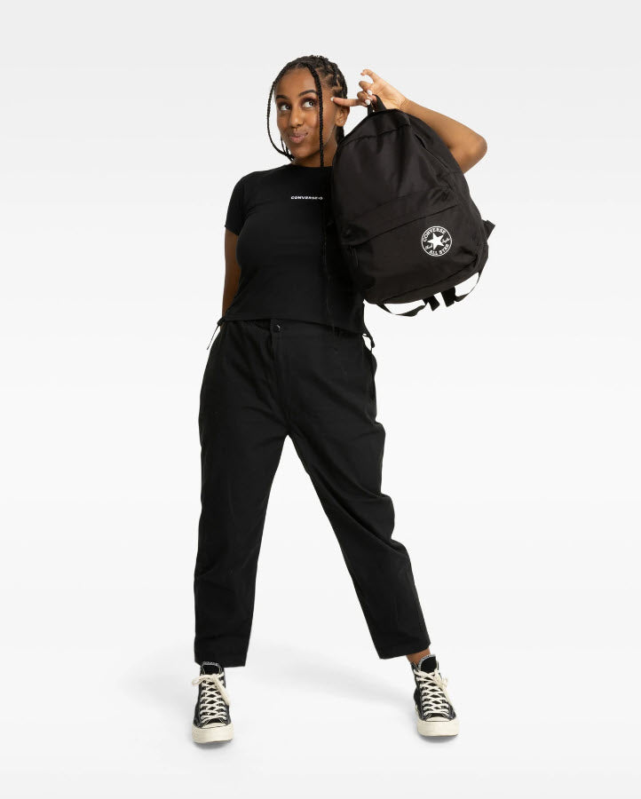Converse Black Unisex Speed 3 Durable Polyester Backpack for School