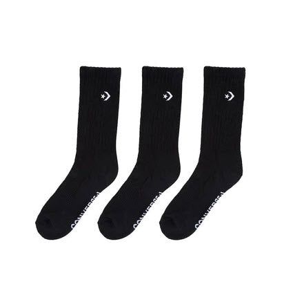 Converse Chevron Crew Style Black Socks - A Pack Comprising 3 Pairs